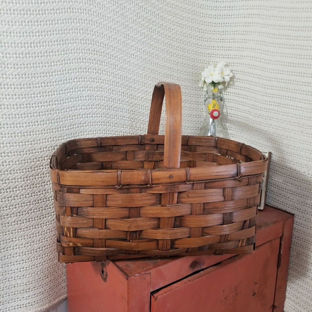 Woven wicker farmhouse rustic boho anthro basket
